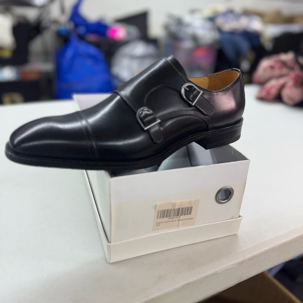 Men's Black Double Monk Strap Shoes